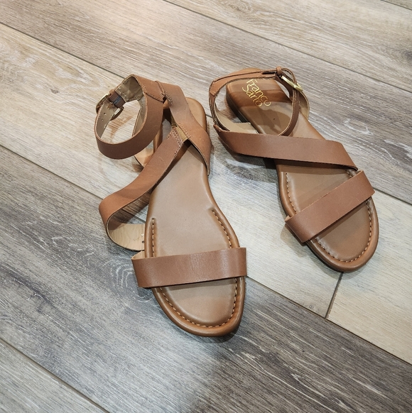 Franco Sarto Shoes - Franco Sarto Cognac Brown Strappy Leather Sandals Size 8.5